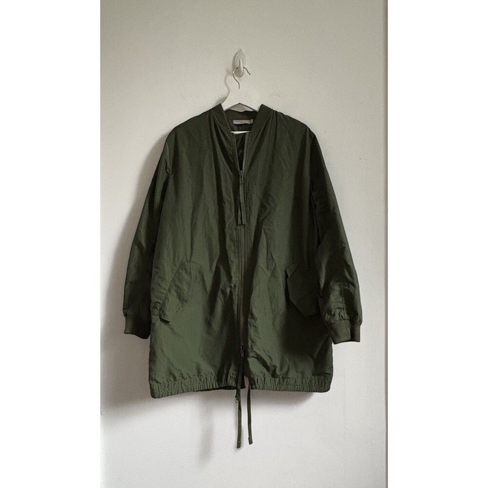 Vince Oversize Olive Green Bomber Jacket Parka Full Zip Raincoat Women's Small
